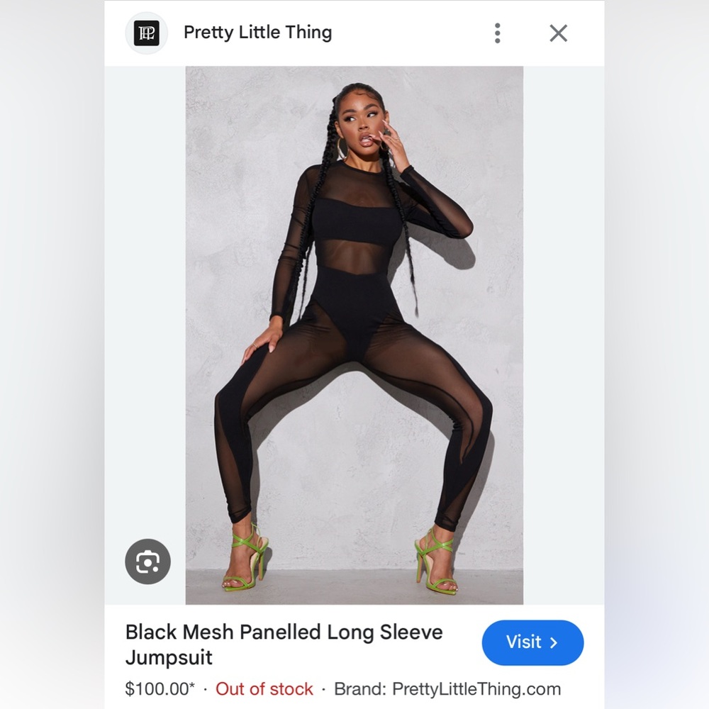 PLT mesh black jumpsuit